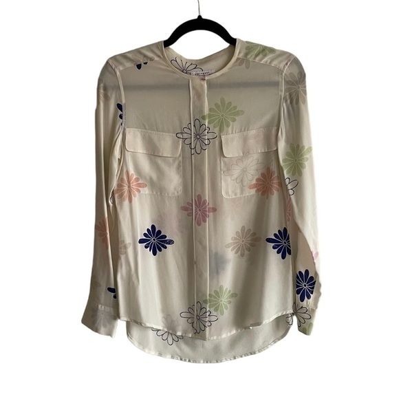 EQUIPMENT FEMME Silk Blouse Floral Print Cream XS - Picture 1 of 10